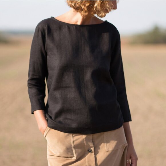 Like new! Offon Classic Oversized 3/4 Sleeve Linen Blouse - Picture 6 of 6